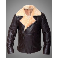 Full Shearling Dark Brown Leather Bomber Jacket